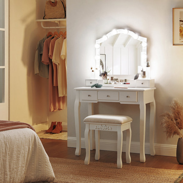Rosdorf Park Fidel 31.5'' Wide Vanity Set with Stool and Mirror